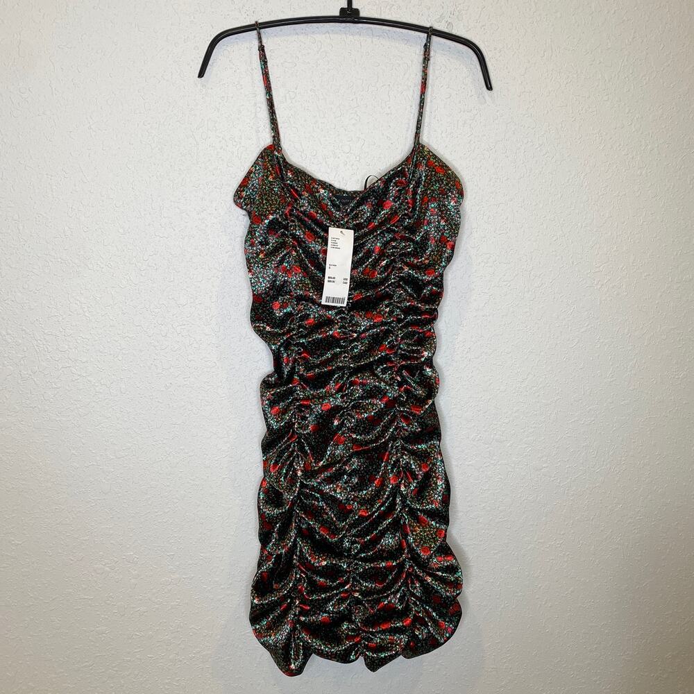 Urban Outfitters Satin Floral Holiday Mini Dress NWT Sz Sm Polyester Bodycon